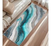 Motif Marbre Bleu Gris Tapis de Couloir Long Moderne Abstrait Tapis Couloir Antidérapant pour Entrée Chambre Salon Descente de Lit, Lavable en Machine Poil Court Interieur Rug 80x200 X1a8A129