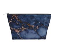 Motif marbre Bleu Marine et Faux cuivre, Trousse de Toilette Trousse de Maquillage Sac à cosmétiques Trousse de Toilette de Voyage Portable