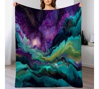 Motif marbré Couverture Polaire à, Douce et Chaude, en Flanelle, pour Bleu-Vert et jeté de lit, Verte et Confortable, pour la Chambre et Le lit220 x 240cm