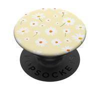 Motif Marguerite Blanche sur Fond crème PopSockets PopGrip Adhésif