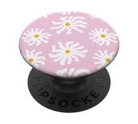 Motif Marguerites Blanches sur Rose PopSockets PopGrip Adhésif