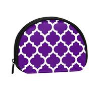 Motif marocain à Quatre Feuilles Violet et Blanc,Trousse de Rangement pour Femme, Trousse à Maquillage, Petit Porte-Monnaie, Pochette à Monnaie.