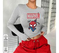 Motif Marvel Spider-Man, T-shirt 100% coton, vêtements sexy pour femmes automne et hiver, vêtements décontractés de tous les jours, style street Y2K, adapté pour assortir/bureau/maison/rue L,M,S,XL,XS