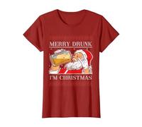 Motif Moche du Père Noël pour Amateur de bière T-Shirt, Femme, Canneberge, M
