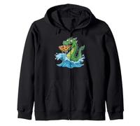 Motif Monstre Marin Nessie Pizza Lover Sweat à Capuche