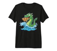 Motif Monstre Marin Nessie Pizza Lover T-Shirt Haut de Gamme