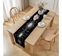 Motif Mystérieux Halloween Chemin de Table Lavable Facile d'entretien, Ciel Étoilé Halloween Chemin de Table pour Décorations de Table Anniversaire Armoires Dîner Cuisine Fête Mariage 30 x 100 cm