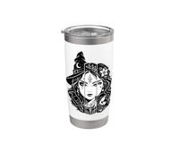 Motif mystique gothique à triple visage d'une mère sorcière guérisseuse Gobelet isotherme en acier inoxydable double paroi