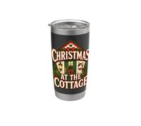 Motif Noël au chalet de vacances Gobelet isotherme en acier inoxydable double paroi