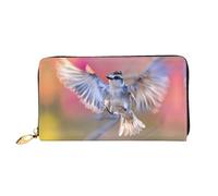 Motif oiseau en vol, portefeuille pour femme, portefeuille à longue pochette, porte-cartes de crédit, porte-monnaie de voyage, noir, taille unique, Noir , Taille unique