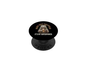 Motif Ours Amusant « Make Beer Disappear Its My Superpower » PopSockets PopGrip Adhésif
