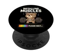 Motif Ours Amusant pour Installer Les Muscles s'il Vous plaît Attendre PopSockets PopGrip Adhésif