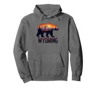 Motif Ours et Coucher de Soleil du Wyoming Sweat à Capuche