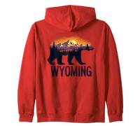 Motif Ours et Coucher de Soleil du Wyoming Sweat à Capuche