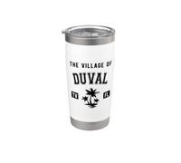 Motif palmiers classiques du village de Duval Gobelet isotherme en acier inoxydable double paroi