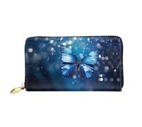 Motif papillon bleu dans l'eau, portefeuille pour femme, portefeuille à longue pochette, porte-cartes de crédit, porte-monnaie de voyage, noir, taille unique, Noir , Taille unique