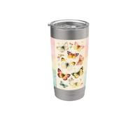 Motif papillons colorés vintage Gobelet isotherme en acier inoxydable double paroi