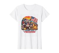 Motif Patriotique Amusant de Raton Laveur de Camp Eat Freedom T-Shirt Graphique avec Valeur