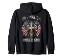 Motif Patriotique One Nation Under God Cross Drapeau américain Sweat à Capuche