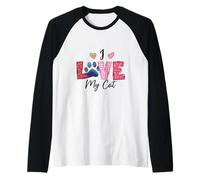 Motif Patte de Chat I Love My Cat Manche Raglan