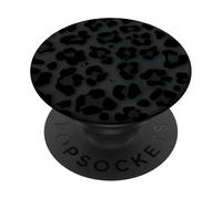 Motif Peau de léopard Noir et Gris - Imprimé Animal guépard PopSockets PopGrip Adhésif