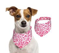 Motif Peau de léopard Rose Vif,Bandanas pour Chien, écharpe en Coton, Bavoirs réglables pour Animaux de Compagnie,M