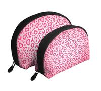 Motif Peau de léopard Rose Vif, Trousse de Maquillage Coquille Femme Petit Porte-Monnaie Trousse de Toilette Trousse à cosmétiques 2 pièces