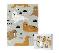 Motif Phoque et Morse,Puzzle Familial en Bois de 500 pièces pour Adultes et Adolescents