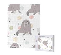 Motif Phoque et Morse,Puzzle Familial en Bois de 500 pièces pour Adultes et Adolescents