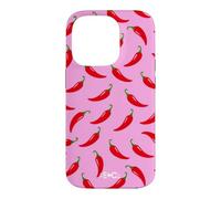 Motif Piment Rouge sur Fond Rose Coque pour iPhone 14 Pro
