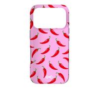 Motif Piment Rouge sur Fond Rose Coque pour iPhone 17 Pro