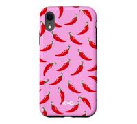 Motif Piment Rouge sur Fond Rose Coque pour iPhone XR