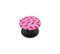 Motif Piment Rouge sur Fond Rose PopSockets PopGrip Adhésif
