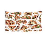 Motif pizza - Bannière imprimée pour festival - Polyester simple face avec œillets métalliques pour événements en plein air, marchés de Noël et fêtes