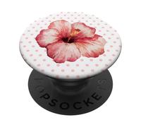 Motif Pois Hibiscus Floral Tropical Rétro Esthétique PopSockets PopGrip Adhésif