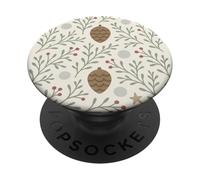 Motif Pomme de pin de Noël Baies Rouges Botanique Hiver PopSockets PopGrip Adhésif