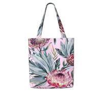 Motif Protea tropical,Sacs d'épicerie réutilisables, sacs fourre-tout de grande capacité, sac à bandoulière en toile