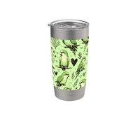 Motif quaker vert dessiné à la main - Perroquet mignon Gobelet isotherme en acier inoxydable double paroi