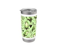 Motif quaker vert dessiné à la main - Perroquet mignon Gobelet isotherme en acier inoxydable double paroi