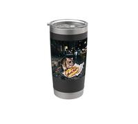 Motif rat de New York mangeant un steak au fromage Gen Z Meme Graphic Gobelet isotherme en acier inoxydable double paroi