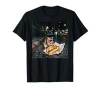 Motif Rat de New York Mangeant Un Steak au Fromage Gen Z Meme Graphic T-Shirt