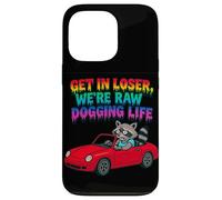 Motif Raton Laveur Get in Loser We're Raw Dogging Life Coque pour iPhone 13 Pro