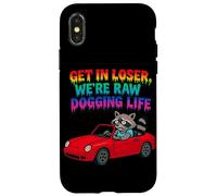 Motif Raton Laveur Get in Loser We're Raw Dogging Life Coque pour iPhone X/XS