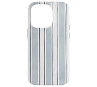 Motif rayé aquarelle bleu et gris Coque pour iPhone 14 Pro