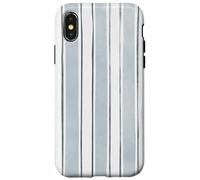 Motif rayé aquarelle bleu et gris Coque pour iPhone X/XS