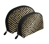 Motif rayé géométrique sans Couture, Trousse de Maquillage Coquille Femme Petit Porte-Monnaie Trousse de Toilette Trousse à cosmétiques 2 pièces