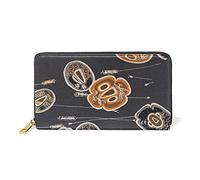 Motif Rayure Éparse Couture Portefeuille Zipper Long Bourse en Cuir Véritable avec Titulaire de la Carte de Crédit pour Téléphone Femmes Fille Hommes