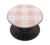 Motif Rayures coquettes, Vichy et étoile dans Un étui Rose PopSockets PopGrip Adhésif