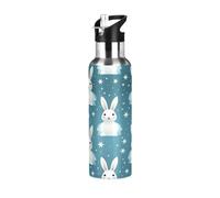 Motif Répétitif Lapin Mignon Gourde Sport Étanche,Sans BPA,Bouteille D'Eau Isolée Thermos Sport Tasse À Vide en Acier Inoxydable,1000ml/600ml