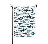 Motif requin avec différents gestes, drapeaux de jardin 28 x 40 cm, drapeaux de jardin double face, drapeaux de jardin pour l'extérieur, drapeaux de jardin de vacances